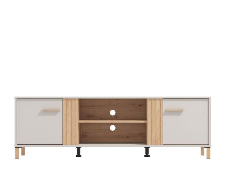 Mobile Porta tv Beige Marrone Rovere un Ripiano 2 Ante 163.5x40x52h cm, 4 Vani - Lauco