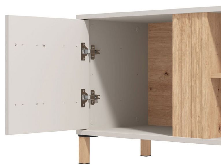 Mobile Porta tv Beige Marrone Rovere un Ripiano 2 Ante 163.5x40x52h cm, 4 Vani - Lauco