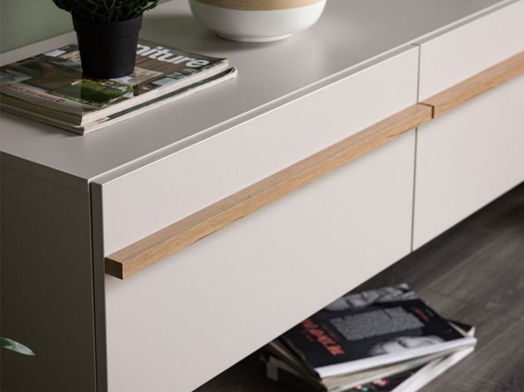 Mobile Porta tv Beige Marrone Rovere un Ripiano 3 Ante 192x41.5x32h cm, 3 Vani - Paitone