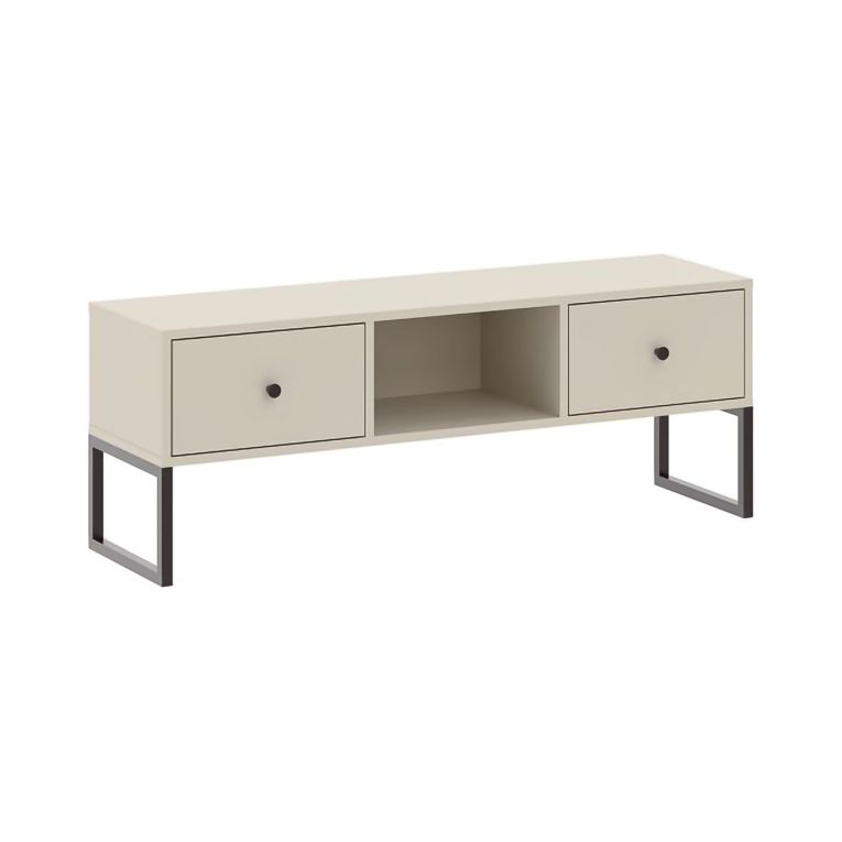 Mobile Porta tv Beige Nero 2 Cassetti 2 Ripiani 115x33x43h cm, con Piedini - Lilito