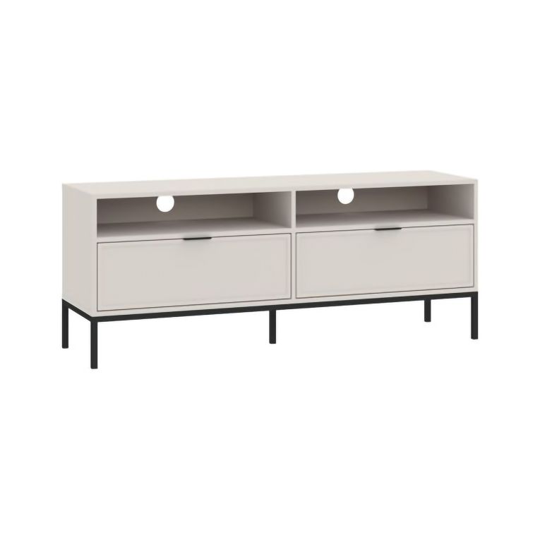 Mobile Porta tv Beige Nero 2 Cassetti 3 Ripiani 150x40x60h cm, con Piedini - Liloraba