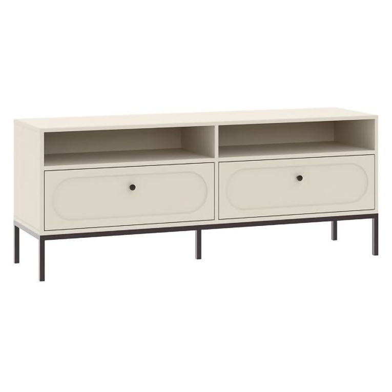Mobile Porta tv Beige Nero 2 Cassetti 3 Ripiani 150x40x60h cm, con Piedini - Limanesi