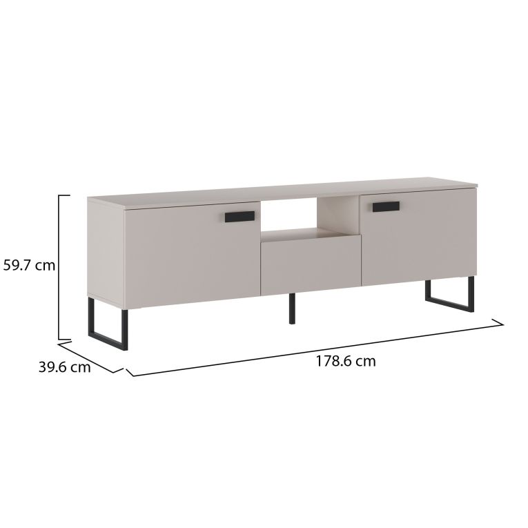 Mobile Porta tv Beige Nero un Cassetto 2 Ante 179x40x60h cm, 3 Vani - Careri