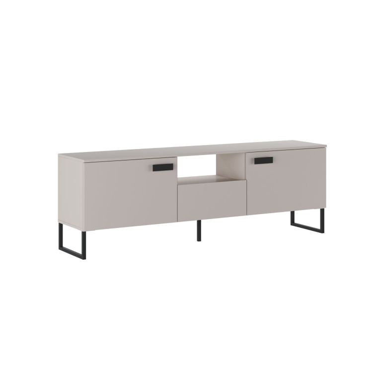 Mobile Porta tv Beige Nero un Cassetto 2 Ante 179x40x60h cm, 3 Vani - Careri