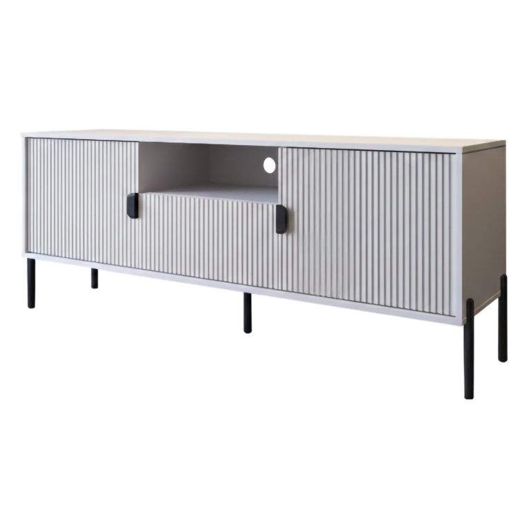 Mobile Porta tv Beige Nero un Cassetto Ripiani 155x40x69h cm, 2 Ante - Rabattone
