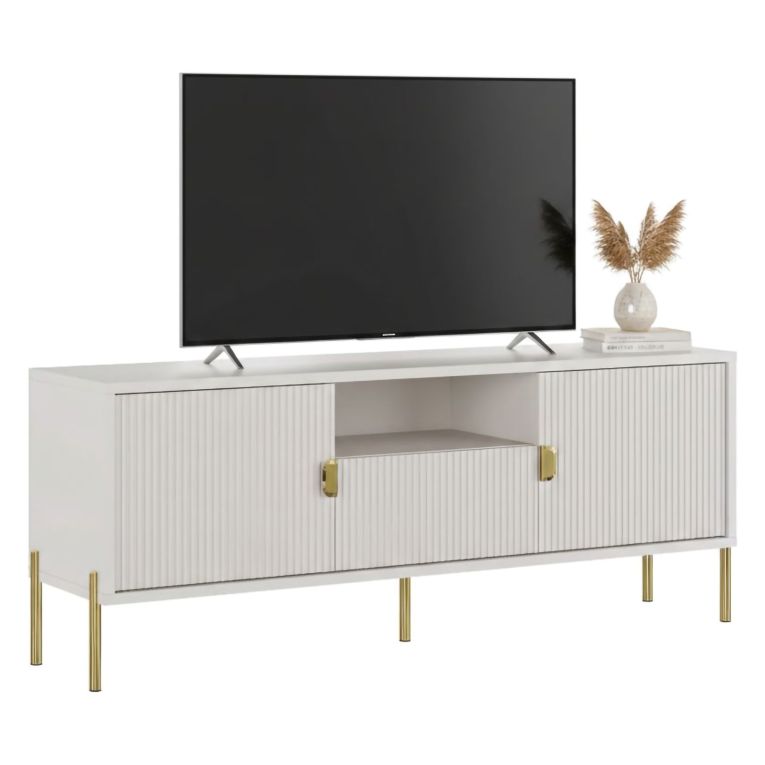 Mobile Porta tv Beige oro un Cassetto Ripiani 155x40x69h cm, 2 Ante - Rabattone