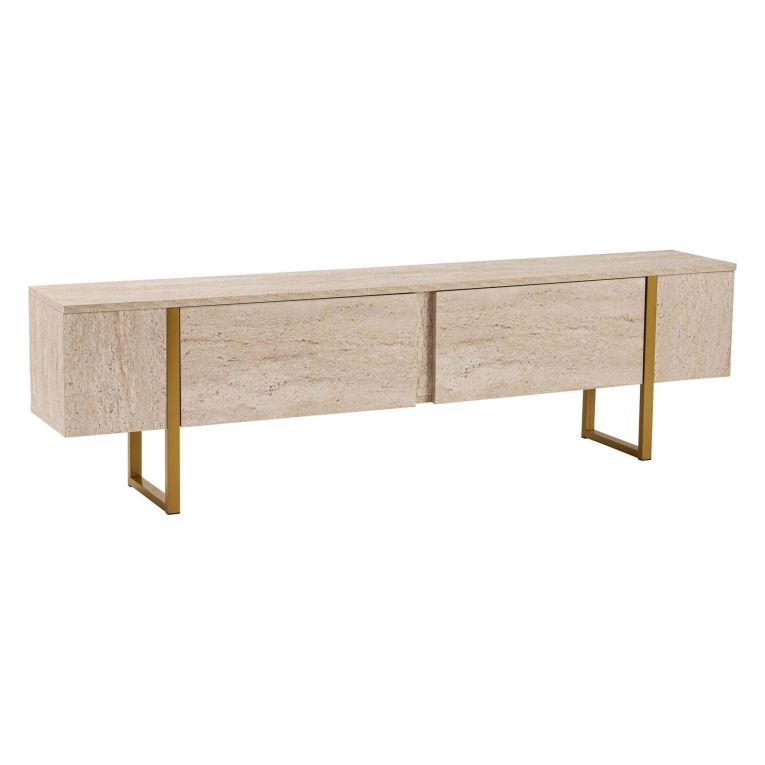 Mobile Porta tv Beige oro un Ripiano Apertura a Ribalta 180x30x50h cm, 2 Ante - Lilith