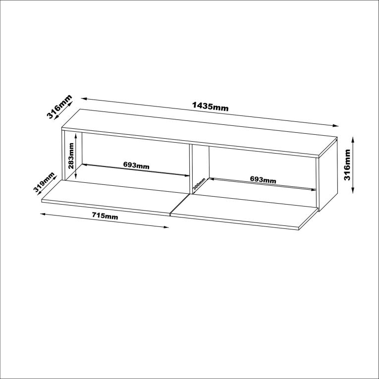 Mobile Porta tv Beige un Ripiano 2 Ante 144x32x32h cm, led Incluso - Mocogno