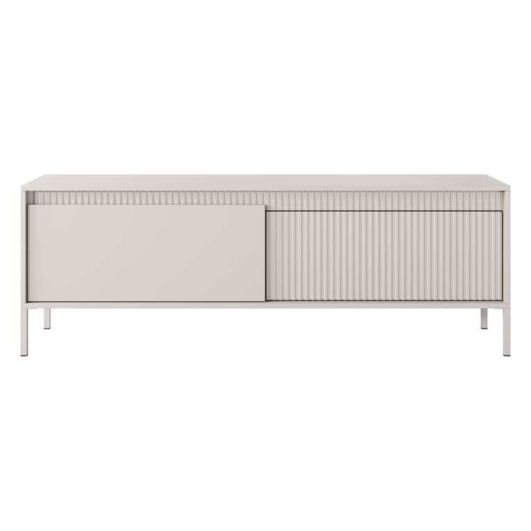 Mobile Porta tv Beige un Ripiano 2 Ante 154x40x53h cm, Anta Effetto Rigato - Kameza