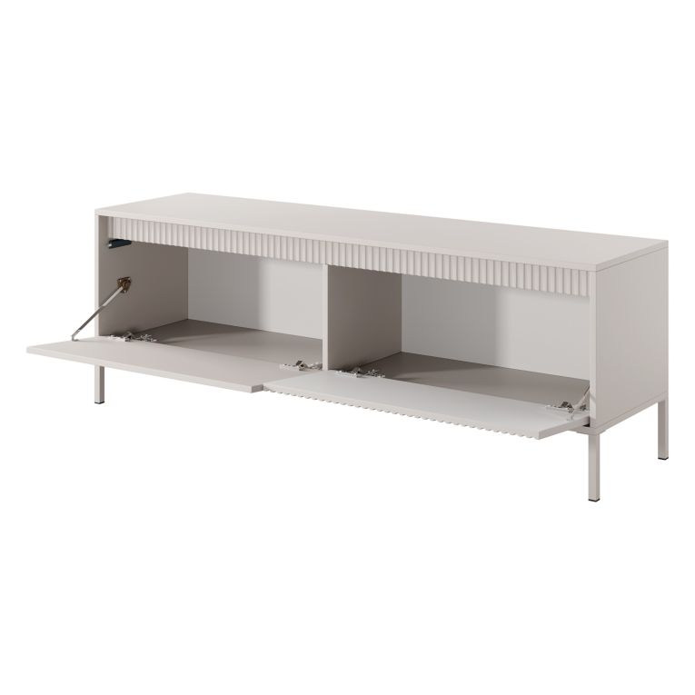 Mobile Porta tv Beige un Ripiano 2 Ante 154x40x53h cm, Anta Effetto Rigato - Kameza