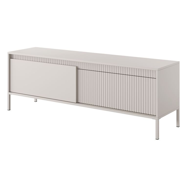 Mobile Porta tv Beige un Ripiano 2 Ante 154x40x53h cm, Anta Effetto Rigato - Kameza