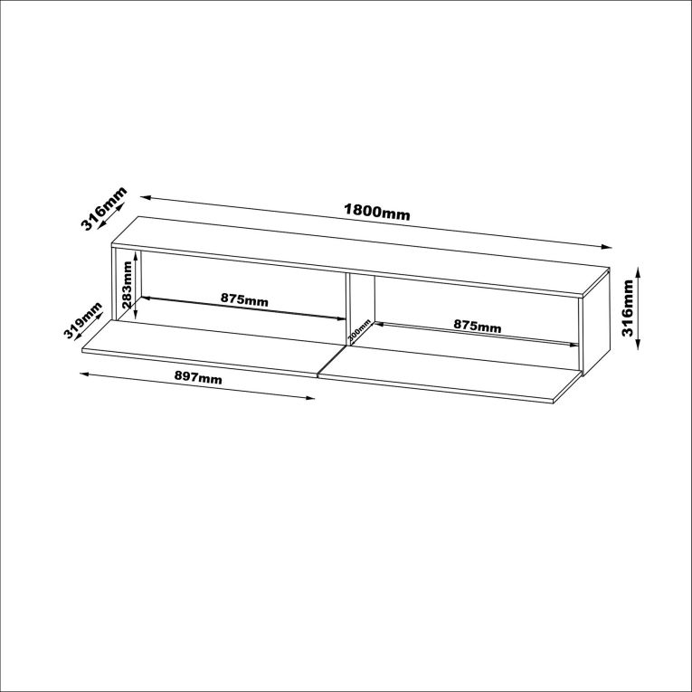 Mobile Porta tv Beige un Ripiano 2 Ante 180x32x32h cm, un Vano - Mocogno
