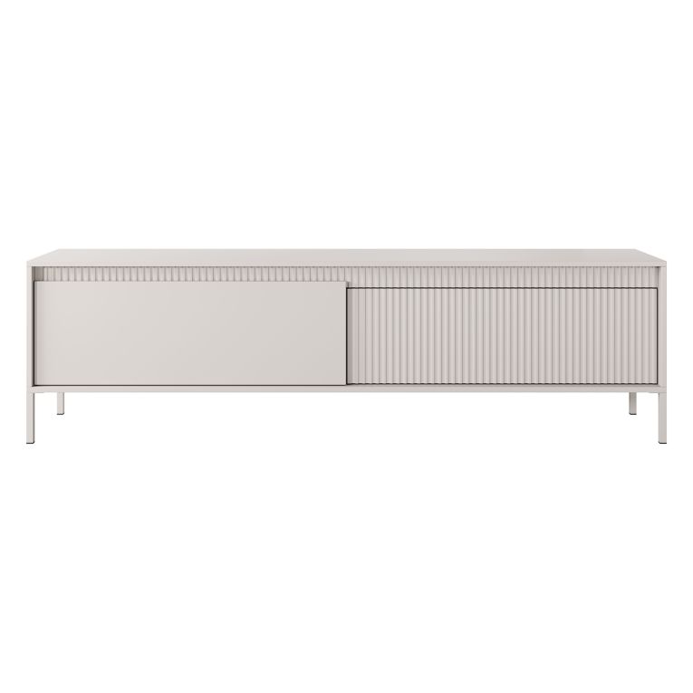 Mobile Porta tv Beige un Ripiano 2 Ante 187x40x53h cm, Ante Effetto Rigato - Kami