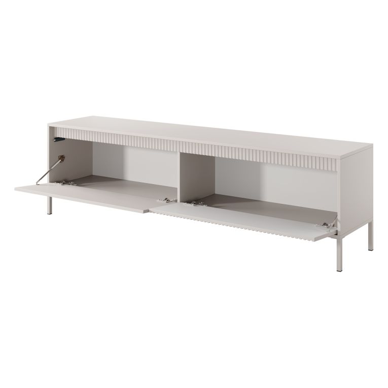 Mobile Porta tv Beige un Ripiano 2 Ante 187x40x53h cm, Ante Effetto Rigato - Kami