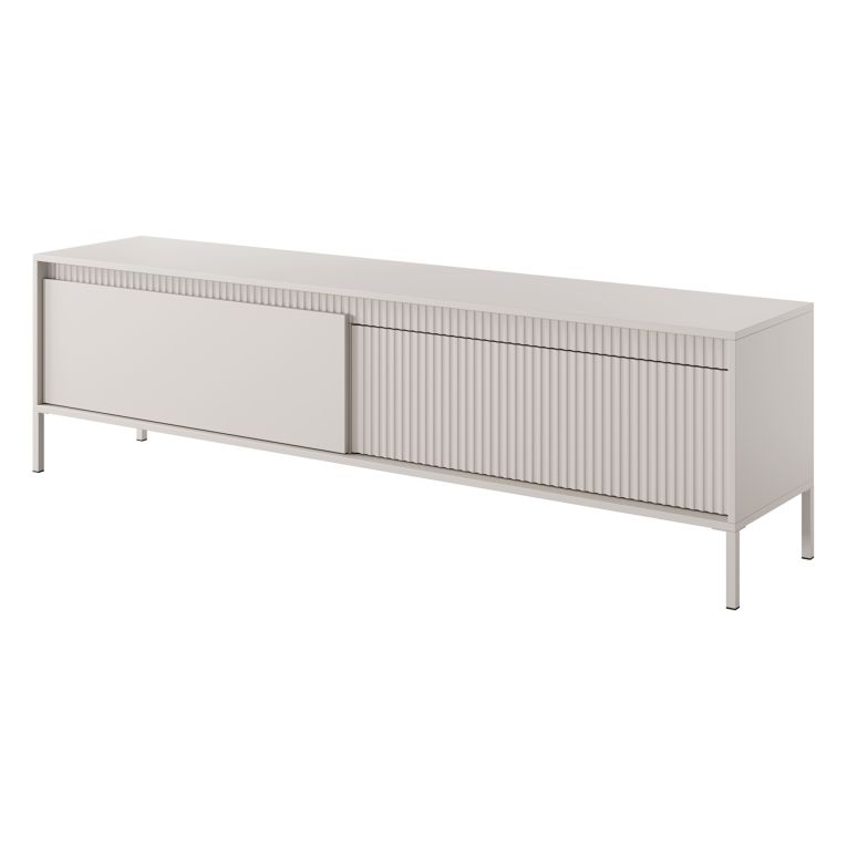 Mobile Porta tv Beige un Ripiano 2 Ante 187x40x53h cm, Ante Effetto Rigato - Kami