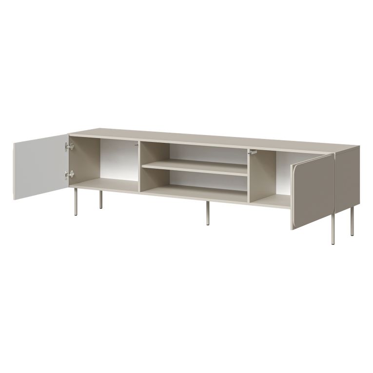 Mobile Porta tv Beige un Ripiano 2 Ante 200x42x57h cm, con Piedini in Metallo - Cesara