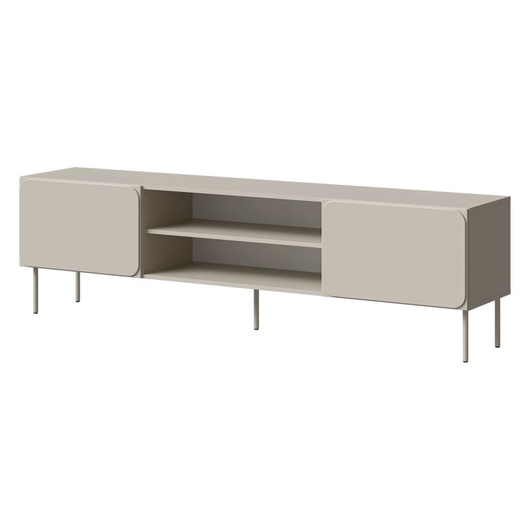 Mobile Porta tv Beige un Ripiano 2 Ante 200x42x57h cm, con Piedini in Metallo - Cesara