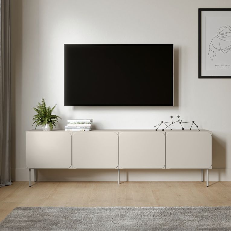 Mobile Porta tv Beige un Ripiano 2 Ante 200x42x60h cm, 4 Vani - Mornago