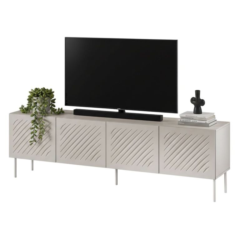 Mobile Porta tv Beige un Ripiano 4 Vani 200.5x42x60h cm, 4 Ante - Ronca