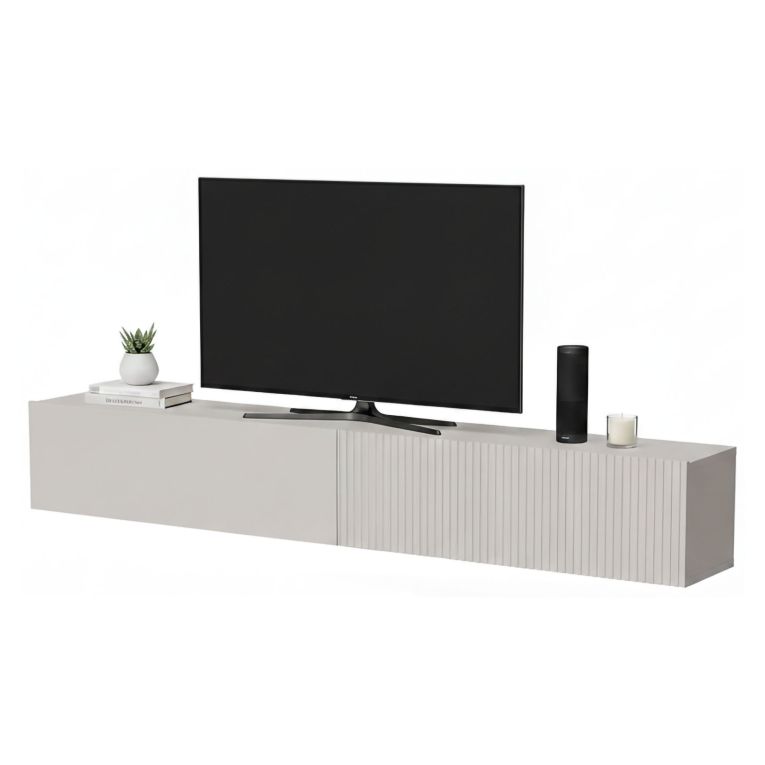 Mobile Porta tv Beige un Ripiano Modulabile 200x30x31h cm, 4 Vani - Sindia