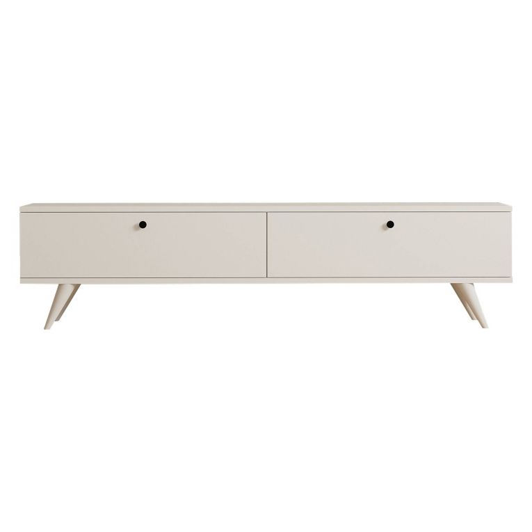 Mobile Porta tv Bianco 2 Ante 2 Vani 160x25x40h cm, Apertura a Ribalta - Atestino