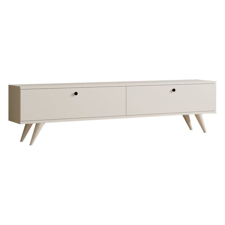 Mobile Porta tv Bianco 2 Ante 2 Vani 160x25x40h cm, Apertura a Ribalta - Atestino