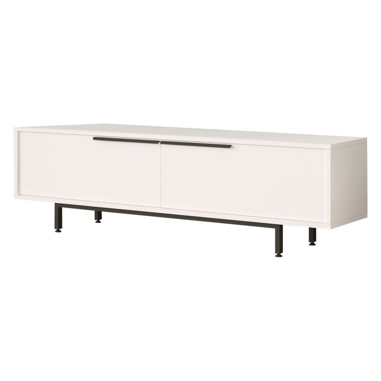 Mobile Porta tv Bianco 2 Ante 2 Vani 160x36x45h cm, Apertura a Ribalta - Palmi