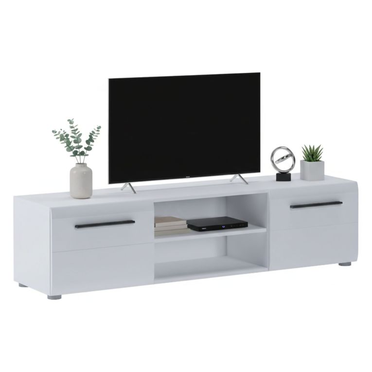 Mobile Porta tv Bianco 2 Ante 2 Vani 160x40x40h cm, Apertura Battente - Loazzolo