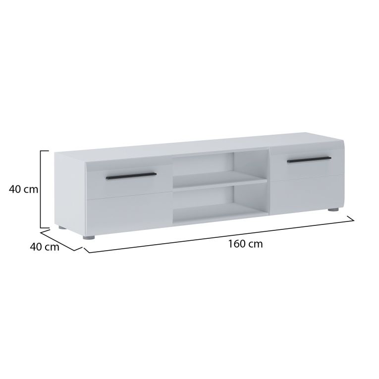 Mobile Porta tv Bianco 2 Ante 2 Vani 160x40x40h cm, Apertura Battente - Loazzolo