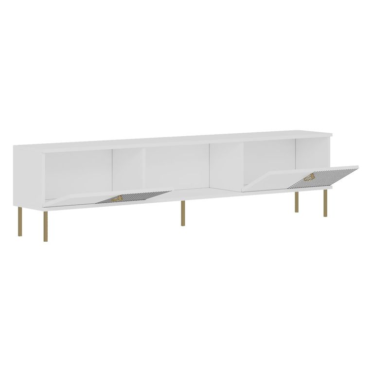 Mobile Porta tv Bianco 2 Ante 3 Vani 180x30x45h cm, Apertura a Ribalta - Imerese