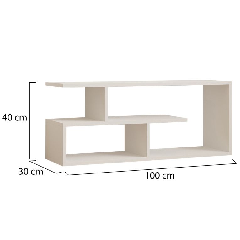 Mobile Porta tv Bianco 2 Ripiani 4 Vani 100x30x40h cm, Peso Supportato 40 kg - Foglizzo