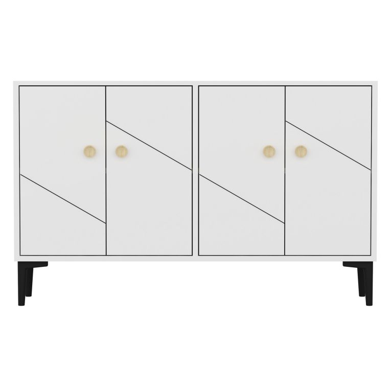 Mobile Porta tv Bianco 2 Ripiani Apertura Battente 120x30x75h cm, 4 Ante - Cervai