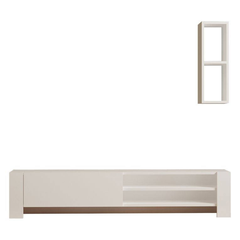 Mobile Porta tv Bianco 2 Ripiani Un'anta 160x27x33h cm, con Pensile - Cuorgne