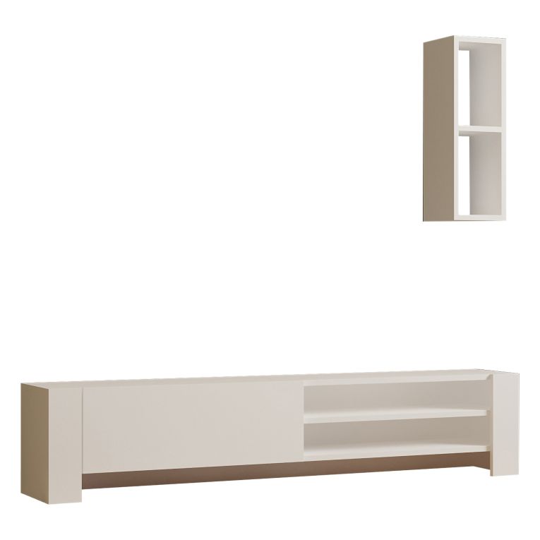 Mobile Porta tv Bianco 2 Ripiani Un'anta 160x27x33h cm, con Pensile - Cuorgne