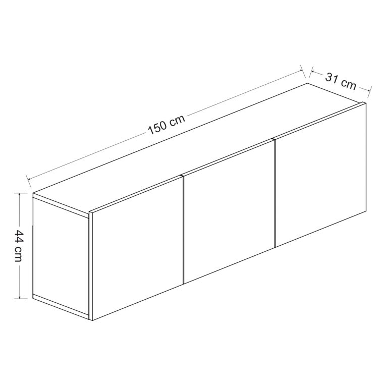 Mobile Porta tv Bianco 3 Ante 3 Vani 150x31x44h cm, Apertura Battente - Osidda
