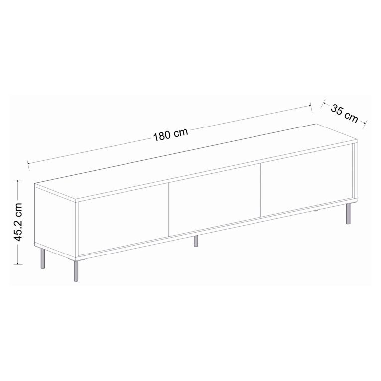 Mobile Porta tv Bianco 3 Ante con Finiture oro 180x35x45h cm, 3 Vani - Sassello
