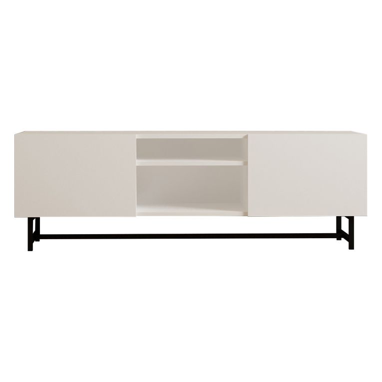 Mobile Porta tv Bianco 3 Ripiani Apertura Battente 150x37x50h cm, 2 Ante - Nicolao