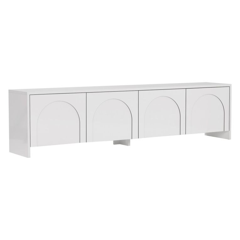 Mobile Porta tv Bianco 4 Ante 2 Vani 180x32x45h cm, Apertura a Ribalta - Noma