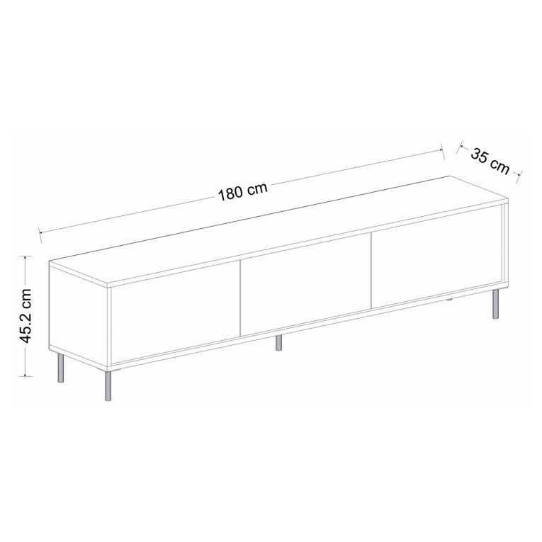 Mobile Porta tv Bianco Bianco Marmo 3 Ante con Finiture oro 180x35x45h cm, 3 Vani - Sassello