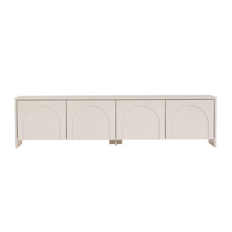 Mobile Porta tv Bianco Crema Apertura a Ribalta 4 Ante 180x32x45h cm, 2 Vani - Noma
