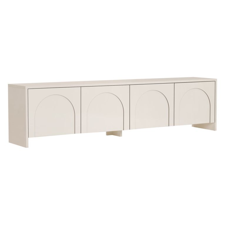 Mobile Porta tv Bianco Crema Apertura a Ribalta 4 Ante 180x32x45h cm, 2 Vani - Noma