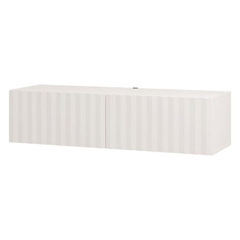 Mobile Porta tv Bianco Crema Beige un Ripiano 2 Ante 128x42x32h cm, 2 Vani - Vetto
