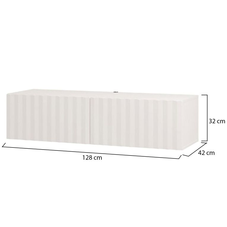 Mobile Porta tv Bianco Crema Beige un Ripiano 2 Ante 128x42x32h cm, 2 Vani - Vetto