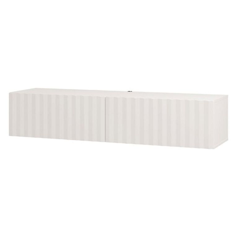Mobile Porta tv Bianco Crema Beige un Ripiano 2 Ante 154x42x32h cm, 2 Vani - Maderno