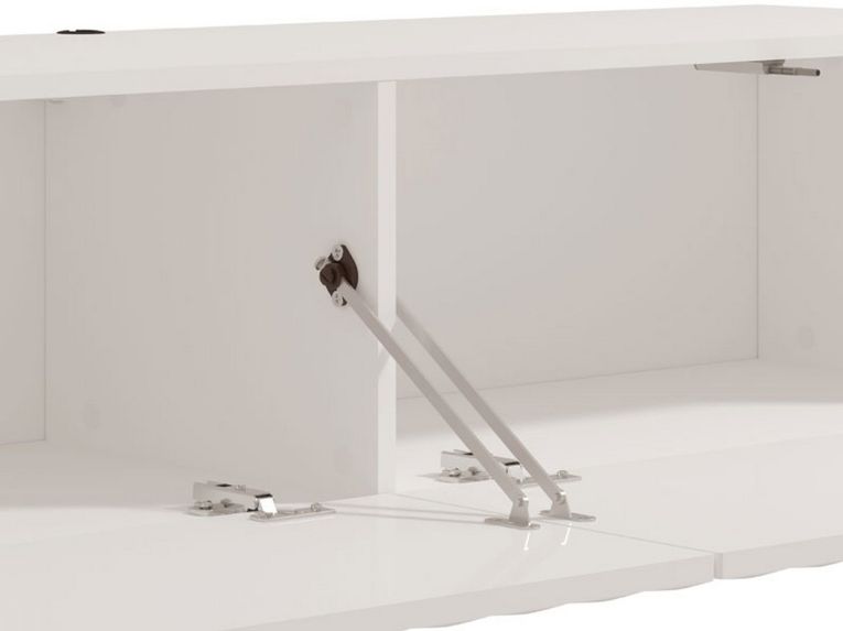 Mobile Porta tv Bianco Crema Beige un Ripiano 2 Ante 154x42x32h cm, 2 Vani - Maderno