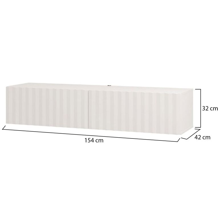 Mobile Porta tv Bianco Crema Beige un Ripiano 2 Ante 154x42x32h cm, 2 Vani - Maderno