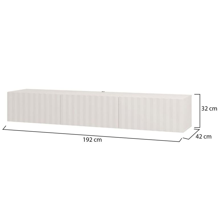 Mobile Porta tv Bianco Crema Beige un Ripiano 3 Ante 192x42x32h cm, 3 Vani - Fossa