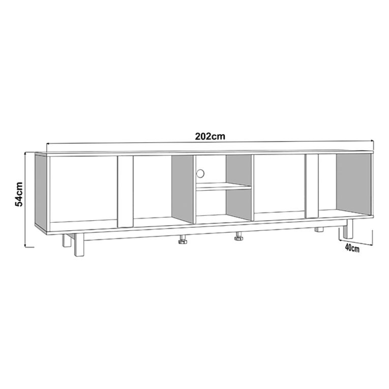 Mobile Porta tv Bianco Crema Marrone Rovere 2 Ripiani 4 Ante 202x40x54h cm, con Piedini - Capaci