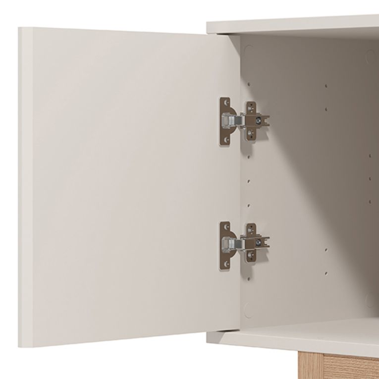 Mobile Porta tv Bianco Crema Marrone Rovere 2 Ripiani 4 Ante 202x40x54h cm, con Piedini - Capaci