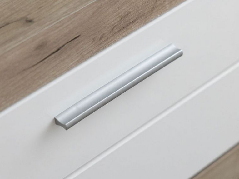 Mobile Porta tv Bianco Crema Marrone Rovere Nodi 2 Ripiani 4 Vani 162x41.5x43.5h cm, Un'anta - Pompu